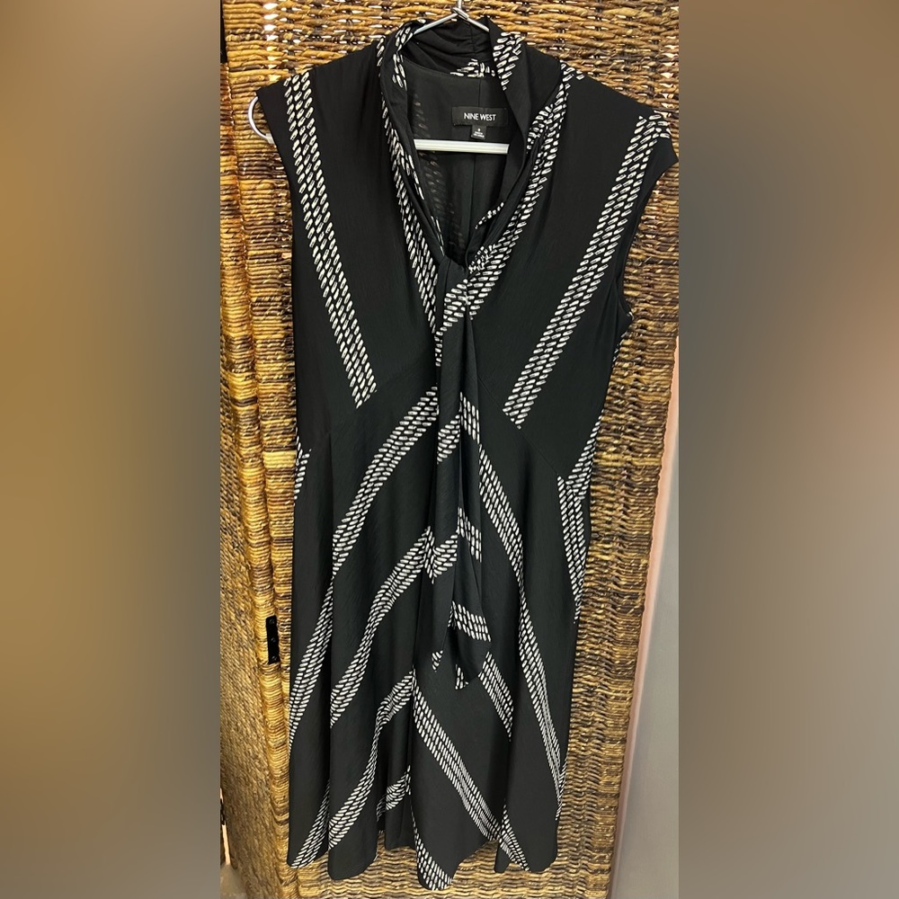 Nine West Black/White Dress, Size:6, Pre-Owned